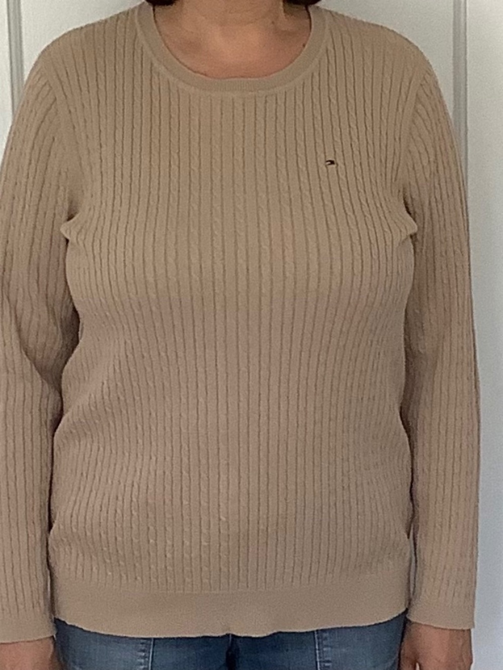 Tommy Hilfiger Cream Cable Knit Sweater Size XL